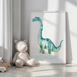 Brachiosaurus Poster, Watercolour Dinosaur Poster Nursery Room, Dinosaur Prints, Nursery Decor, Wall Decor, Digital Download, Dino Print