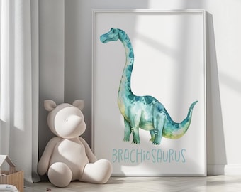 Brachiosaurus Poster, Watercolour Dinosaur Poster Nursery Room, Dinosaur Prints, Nursery Decor, Wall Decor, Digital Download, Dino Print