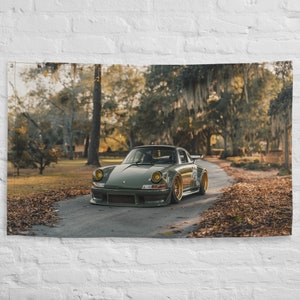 Drapeau Porsche Widebody 911, oeuvre d&#39;art murale de collection et décoration de caverne d&#39;hommes, cadeau pour amateur de voitures de course