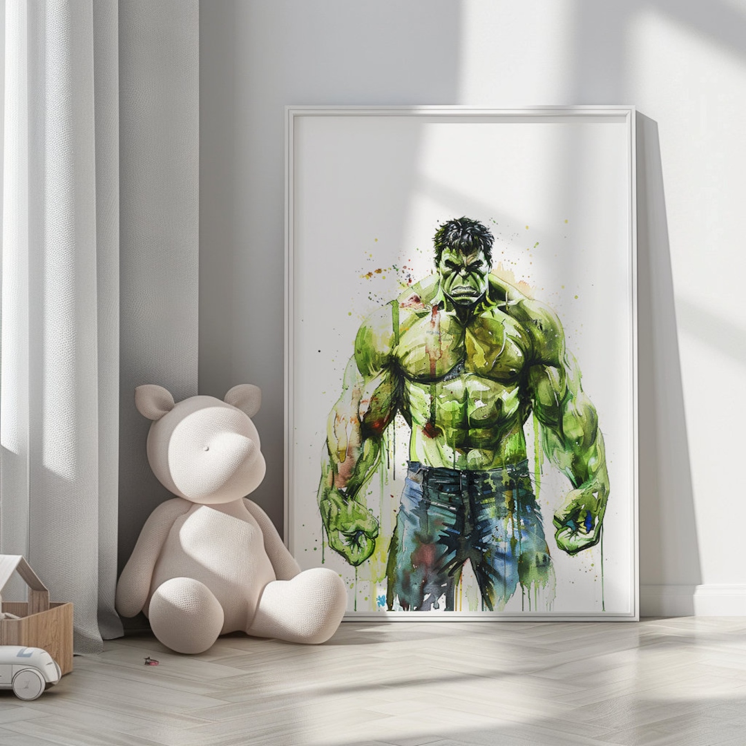 The Hulk Poster Art Watercolor Art the Hulk Poster Superhero Avengers ...