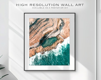 Digital Download Poster of The Bogey Hole Rock Pool in Newcastle, NSW Sydney | Coastal Photography | Rock Pool Print, Ocean Art