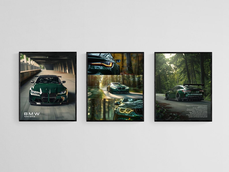 Green BMW M4 GT3 Poster Set - 3 Photo Digital Download for Car ...