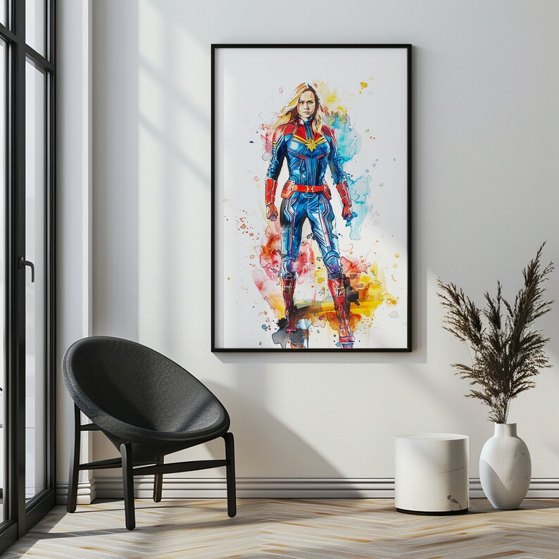 Captain Marvel Printable Art Watercolor Art Captain Marvel Poster ...