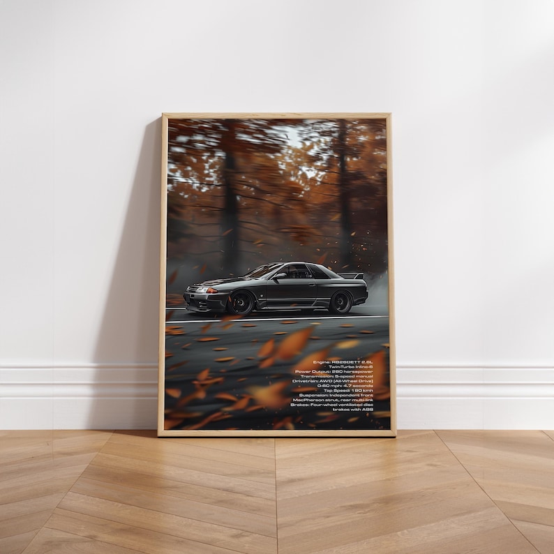 Grey Nissan R32 GTR Skyline Poster Set - 3 Photo Digital Download for ...