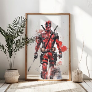 Deadpool Poster Art Watercolor Art Deadpool Poster Superhero Avengers Marvel Art Print Birthday Gifts Boys Room Decor Wall Art image 2
