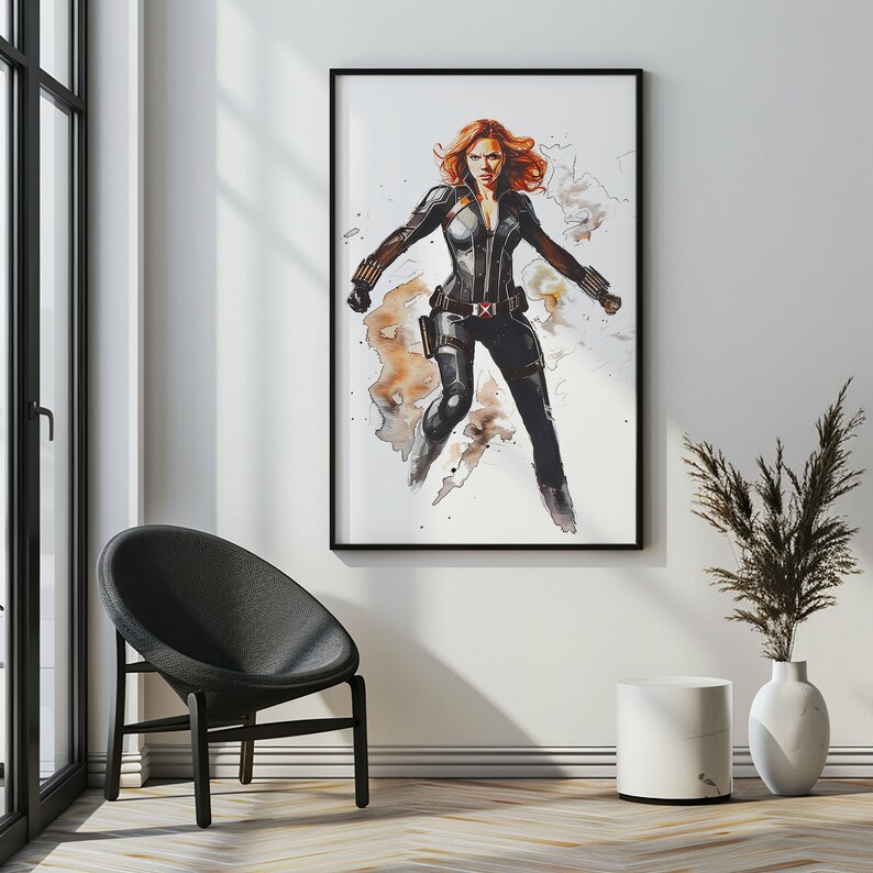 Black Widow Poster Art Watercolor Art Black Widow Poster Superhero ...