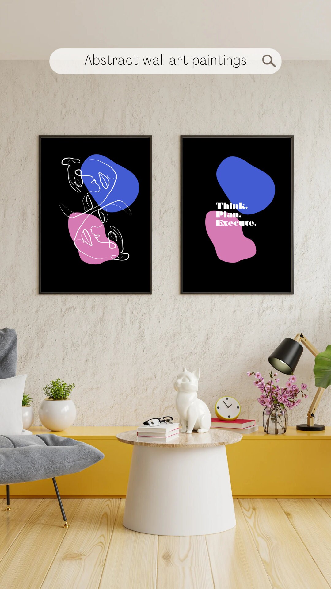 Digital Aesthetic Wallart Duo Line Art and Inspirational Etsy