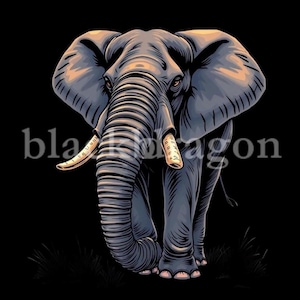 Elephant Digital Art - Printable Realistic Safari Wildlife Elephant Design for T-Shirts, Stickers, Wall Art, Gifts | 300 DPI PNG & JPG