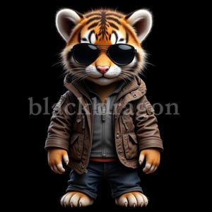Cool Tiger Design - Printable Hipster Tiger Digital Art for T-Shirts, Stickers, Wall Art, Gifts | 300 DPI PNG & JPG