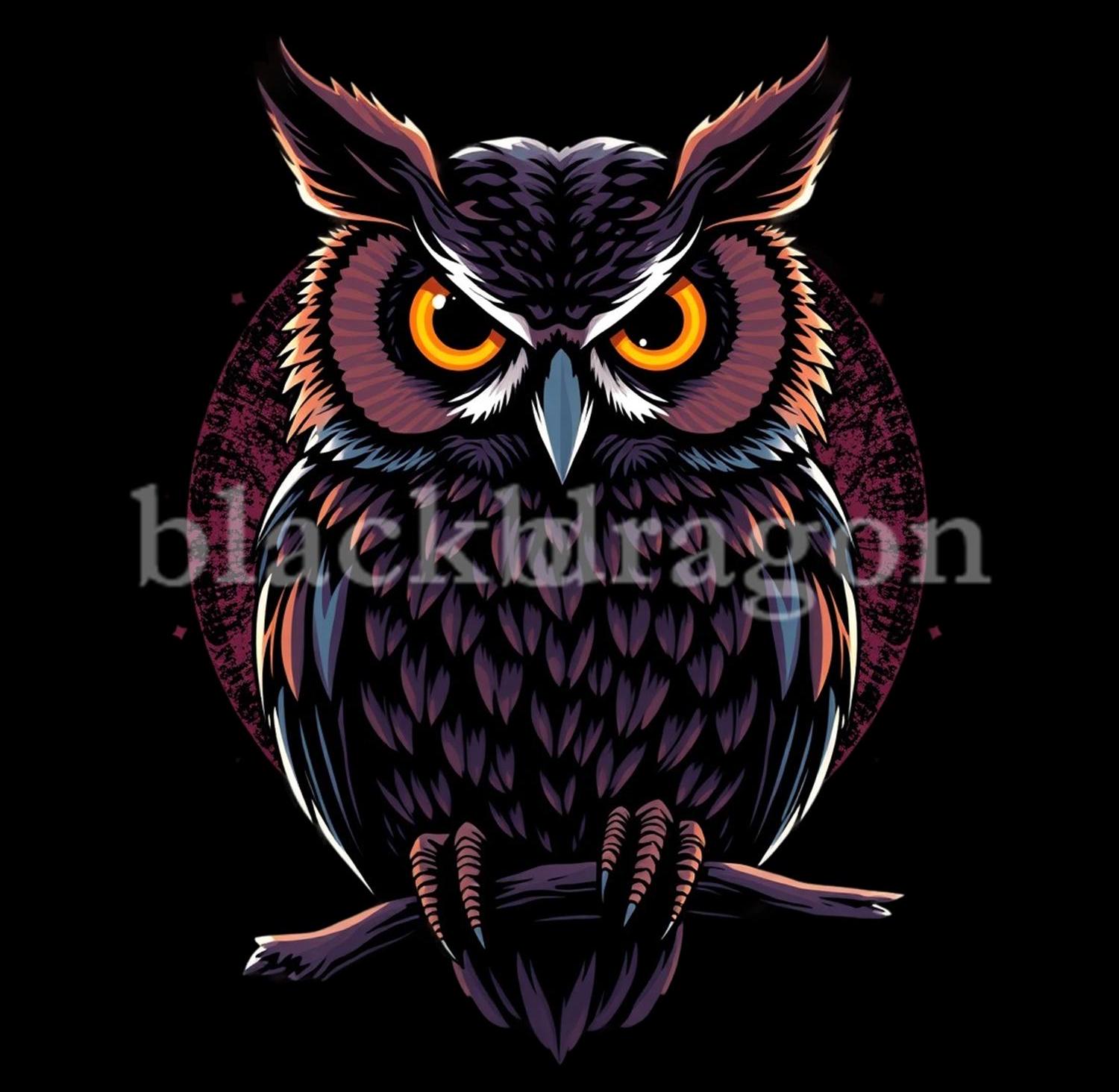 Dark Owl Digital Art - Printable Gothic Owl Design  for T-Shirts, Stickers, Wall Art, Posters, Gifts