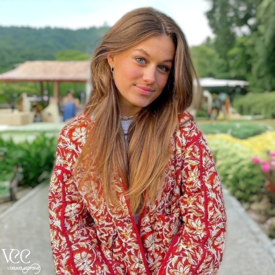 Women Quilted Jacket Vintage Floral Ladies Embroidered Etsy UK