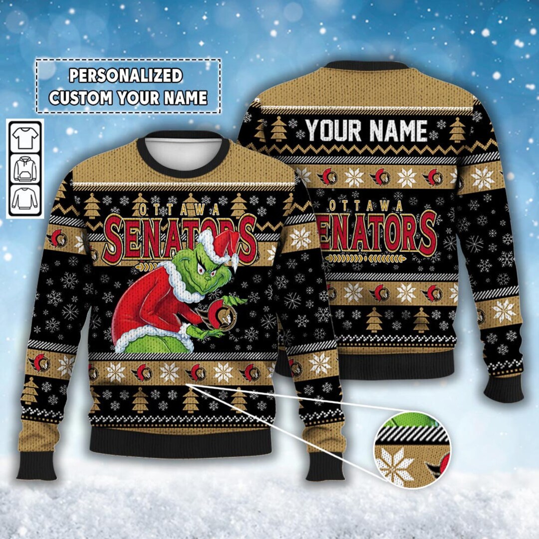 Custom Ottawa Senators Grinchmas Ugly Christmas Sweater Ice Etsy