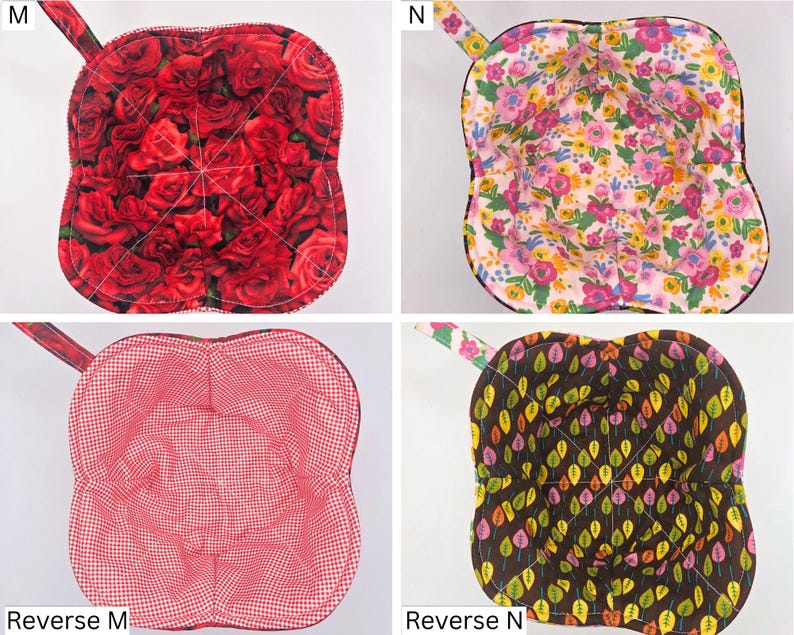 Microwave Cotton Bowl Cozy, Floral Coozie, Reversible Soup Bowl Holder, Great for Ice Cream, Christmas Gift, Mother's Day, Housewarming image 8
