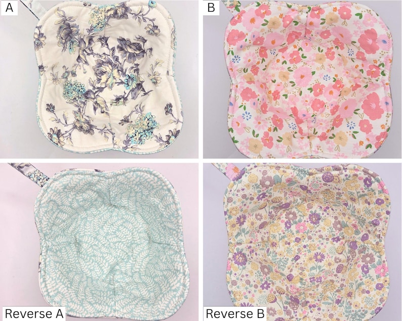 Microwave Cotton Bowl Cozy, Floral Coozie, Reversible Soup Bowl Holder, Great for Ice Cream, Christmas Gift, Mother's Day, Housewarming image 2