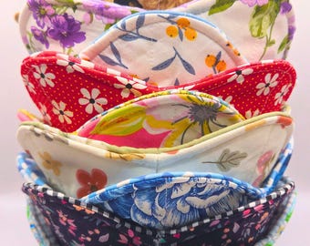 Soup Bowl Hot Pad, Floral Kitchen Bowl Warmer, Microwave Safe, Reversible, Reversible Bowl Cozy, Christmas Gift, Mother's Day, Housewarming
