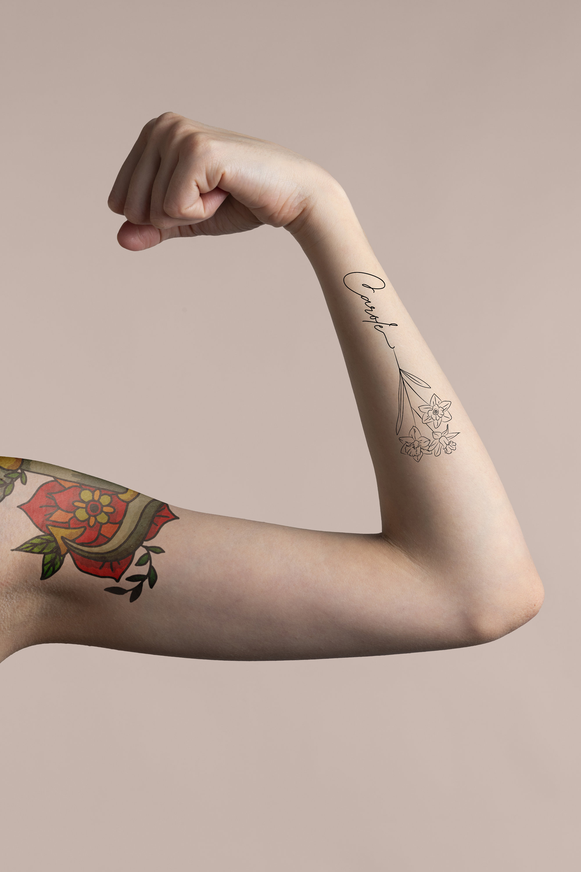 Custom Mom Name Tattoo Design Digital Download, Birth Month Flower Mom