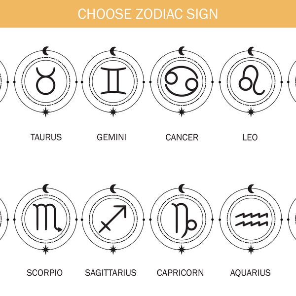 Téléchargement numérique de conception de tatouage de signes du zodiaque | Art du symbole de l'horoscope