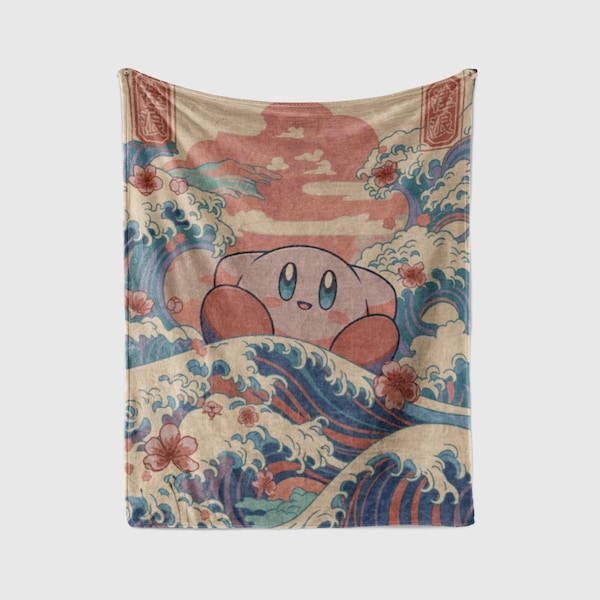 Cute Kir-by Hand Woven Blanket Retro Gaming Tapestry Throw Kawaii Gift For Friend bedroom decor