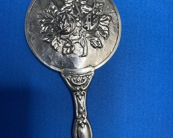 Miroir compact antique argenté