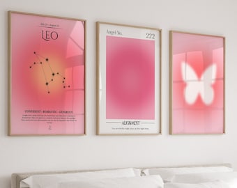 Pink Positive Aura Poster Set of 3 Affirmation Poster Gratitude Love ...