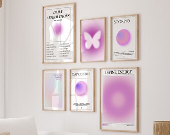 Pink Positive Aura Poster Set of 3 Affirmation Poster Gratitude Love ...