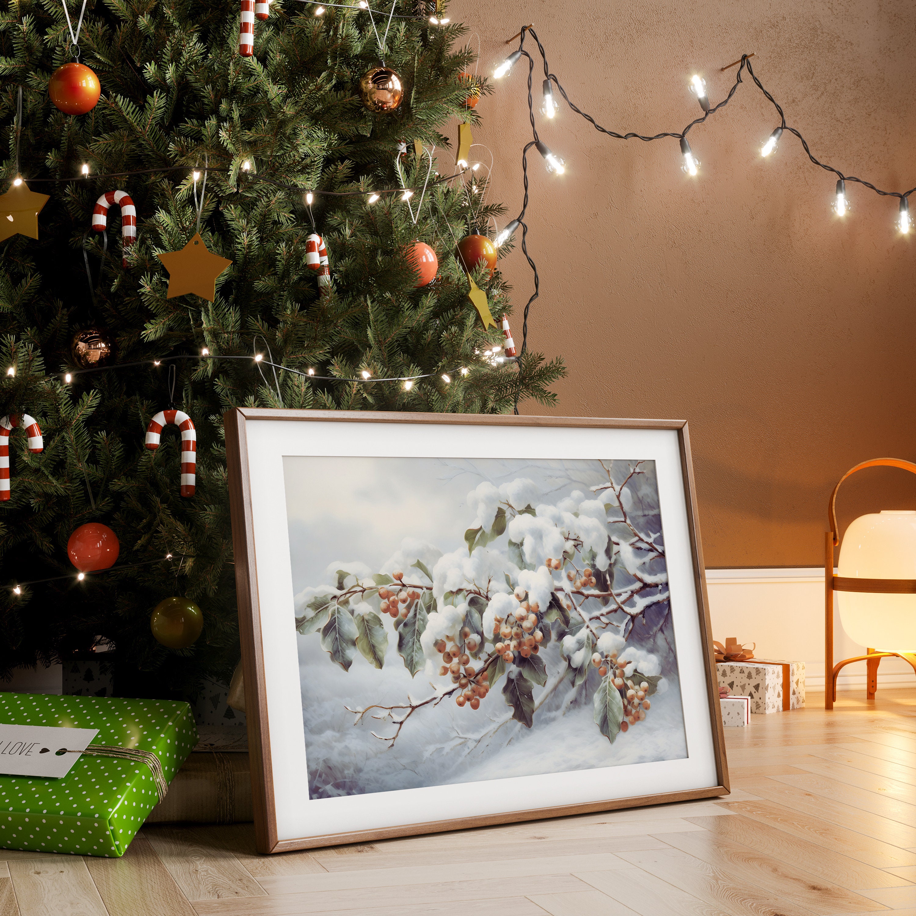Rustikale Holzrahmen-Wandkunst – Blaue Blumen Auf Naturholz, 61x91 Cm, Für Wohnzimmer, Schlafzimmer & Mehr