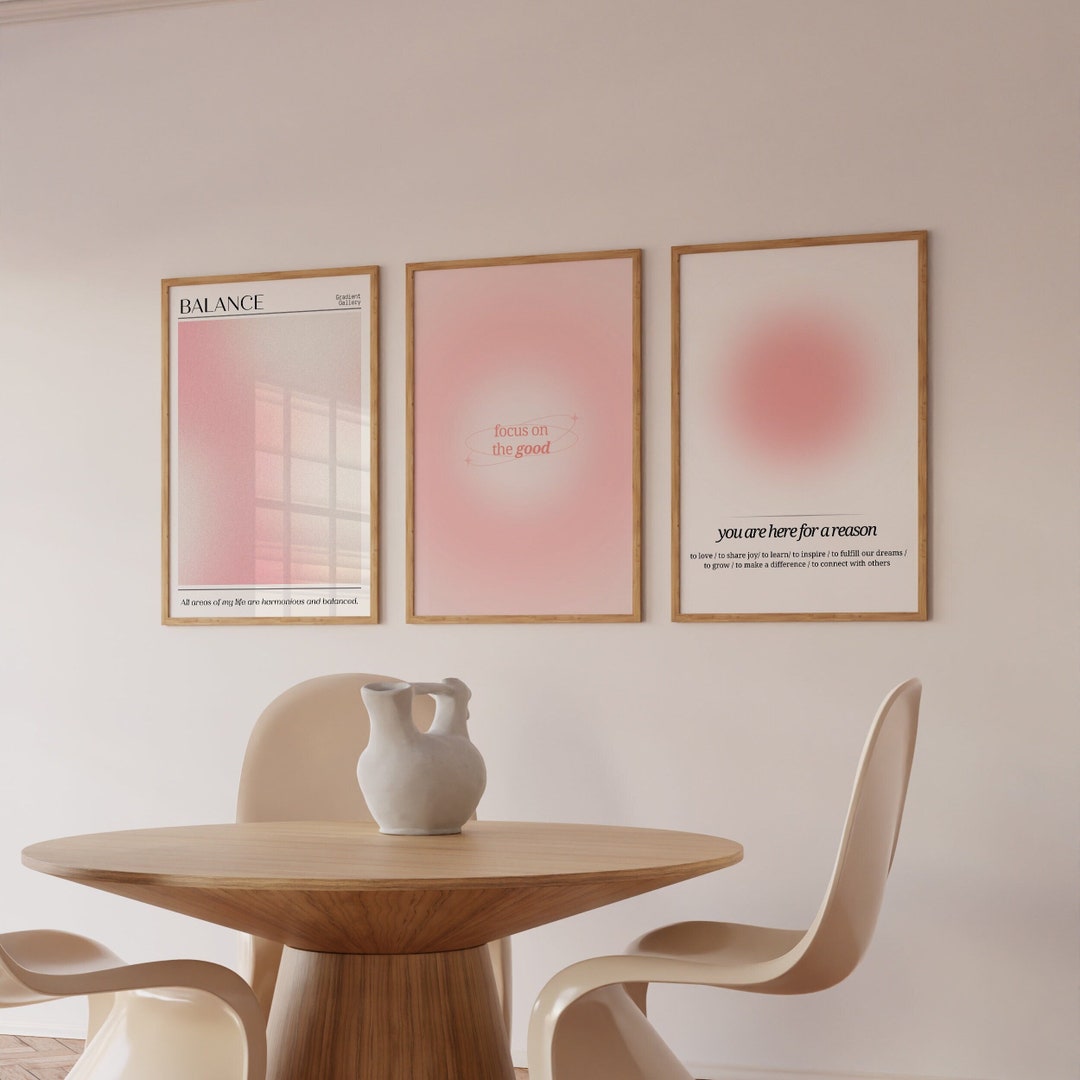Pink Positive Aura Poster Set of 3 Affirmation Poster Balance - Etsy ...