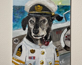 Retrato de mascota personalizado, pintura acrílica original, tablero de lienzo de 4 x 6