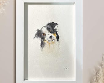 Retrato de perro personalizado: miniatura conmemorativa de acuarela para mascotas