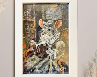 Whimsical Mouse Acrylic Painting, Animal Portrait Art (Digital Download)