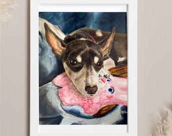Retrato de mascota personalizado: Arte acrílico de perro y gato pintado a mano (20 x 25 cm)
