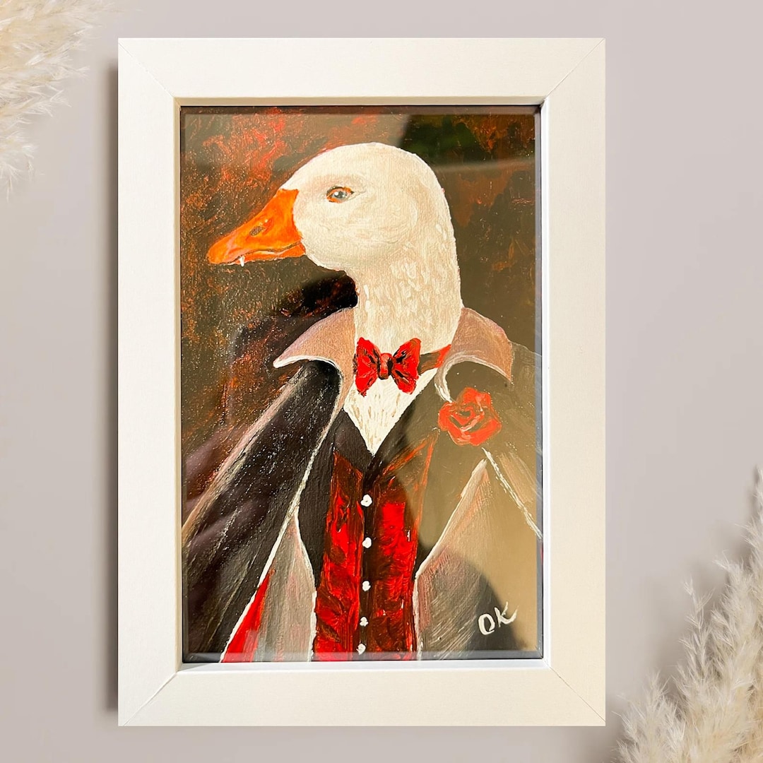 Funny Goose Art Print – Vampire Goose With Fang in White Frame - Etsy