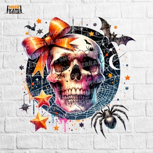 Halloween Skull Png, Coquette Halloween Png, ,Halloween Shirt Design, Skull Png, Halloween Skeleton Png, Spooky Season Png, Trendy Halloween