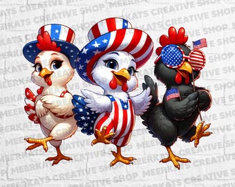 Patriotic USA Chicken PNG, Retro American 4th Of July Png, USA Chicken Png, Independence Day Design, Retro American Flag Png, Digital Files