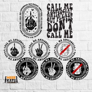 Llámame antisocial, pero por favor no me llames Svg, Letras onduladas Svg, Svg gracioso, Svg sarcasmo, Svg introvertido, Diseño de sublimación, No digas Svg