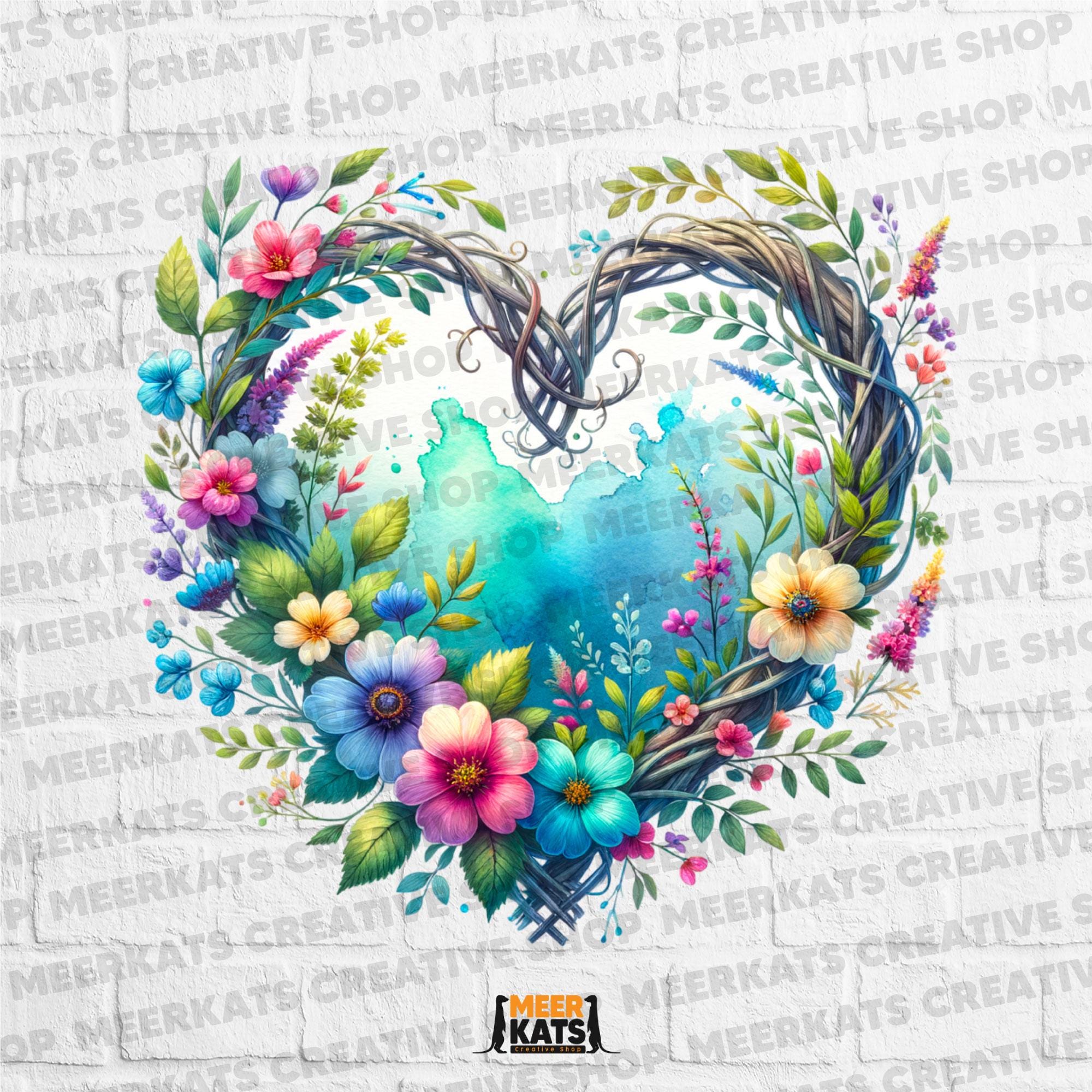 Nature Botanical Heart PNG, Watercolor Floral Heart Clipart, Boho ...