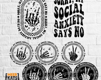 Ansiedad social (Svg/Png): Diseños divertidos de salud mental (Descarga digital)