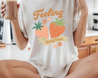 Strawberry PNG: Retro Floral Kawaii Fruit Design (Digital Download)
