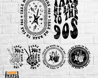 Jaren 90 nostalgie ontwerp SVG, retro feest clipart (digitale download)
