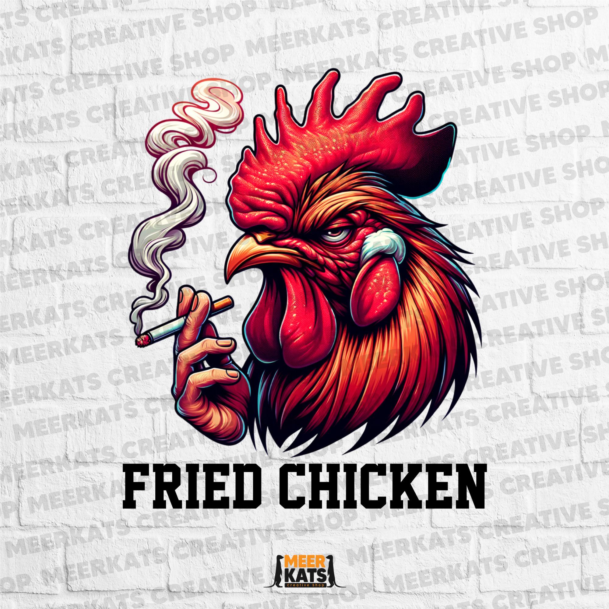 Fried Chicken Funny PNG – Smoking Rooster Digital Sublimation Design for  T-shirts, Sarcastic Farm Animal Clipart