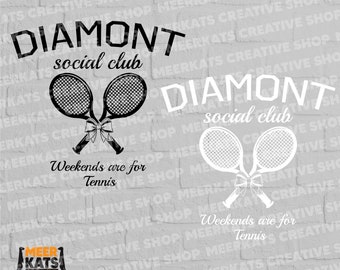Diamont Social Club Weekend Are For Tennis Svg, tennisseizoen Svg, Tennis Mom Svg, Sports Mama Svg, grappige tennis Svg, populaire Svg