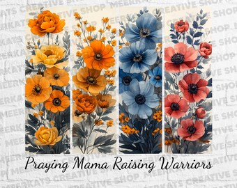 Praying Mama PNG | Raising Warriors Floral Sublimation | Christian Mom Quote Design | Faith-Based Mother’s Day Clipart