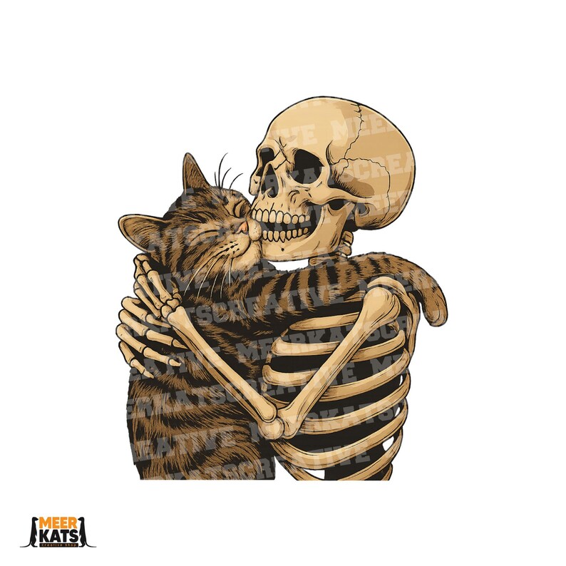 Skeleton Hugging Cat PNG, Gothic Cat Lover Shirt Design, Cute Dark ...