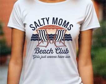 PNG Salty Moms Beach Club, Le ragazze vogliono solo avere il sole, Design a sublimazione retrò estivo per mamme in spiaggia