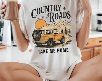 Landstraßen Bring mich nach Hause PNG, Vintage Off-Road-Design, Retro Bergabenteuer Clipart, Land Shirt PNG, digitaler Download