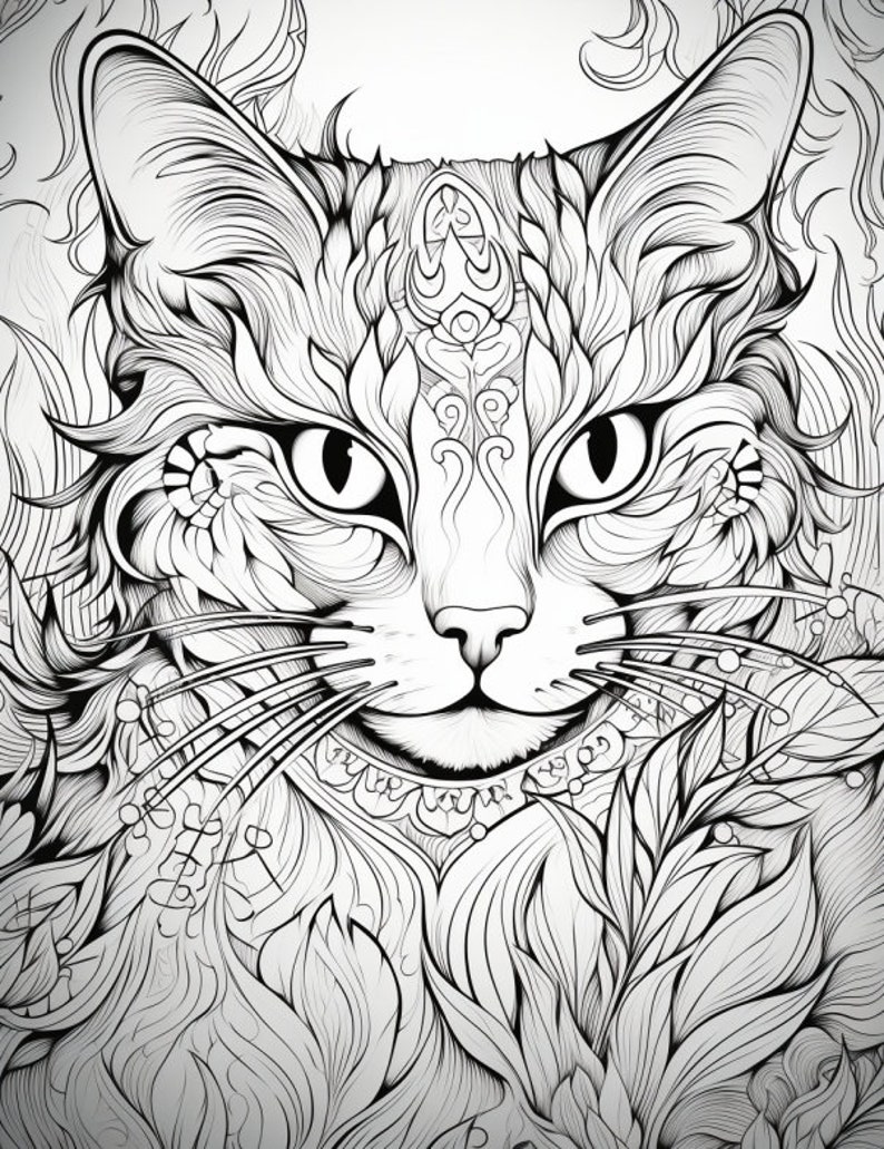 40 Purr-fect Cat Coloring Pages: A Fun and Unique Coloring Book for Cat ...