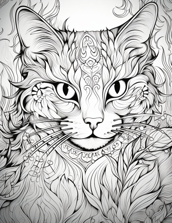40 Purr-fect Cat Coloring Pages: A Fun and Unique Coloring Book for Cat