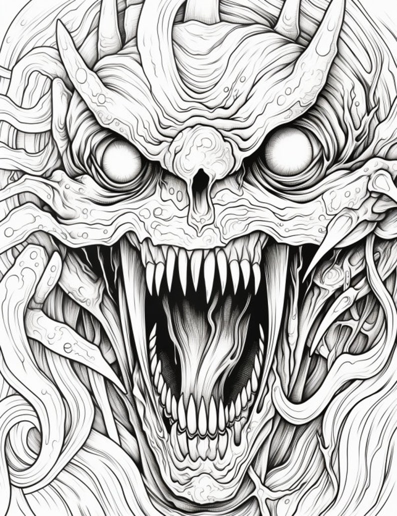 40-page Scary Monsters Adult Coloring Book: Unwind With Spine-tingling