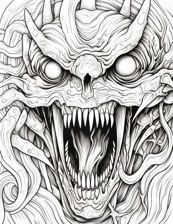 40-page Scary Monsters Adult Coloring Book: Unwind With Spine-tingling ...