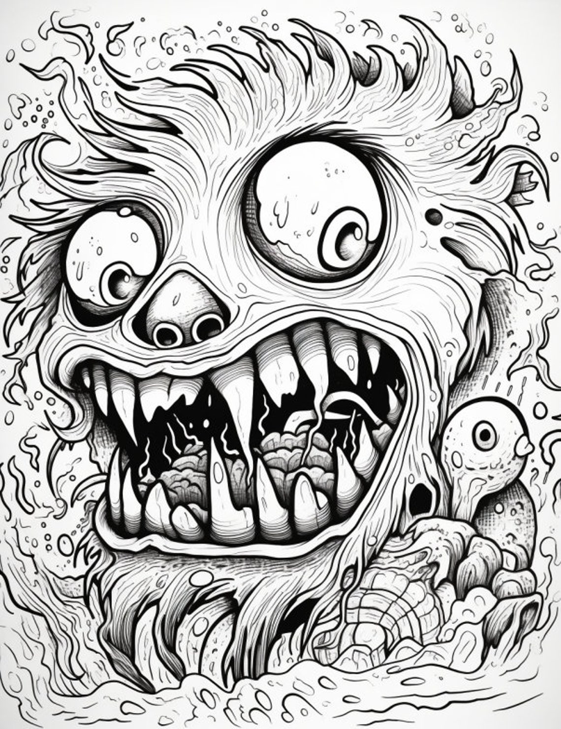 40-page Scary Monsters Adult Coloring Book: Unwind With Spine-tingling